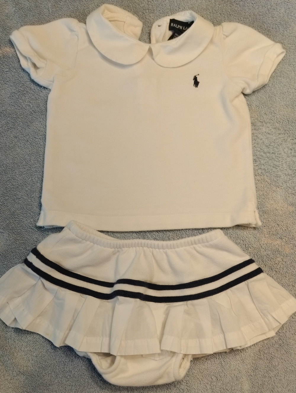 Ralph Lauren White Polo Top with Navy Pony